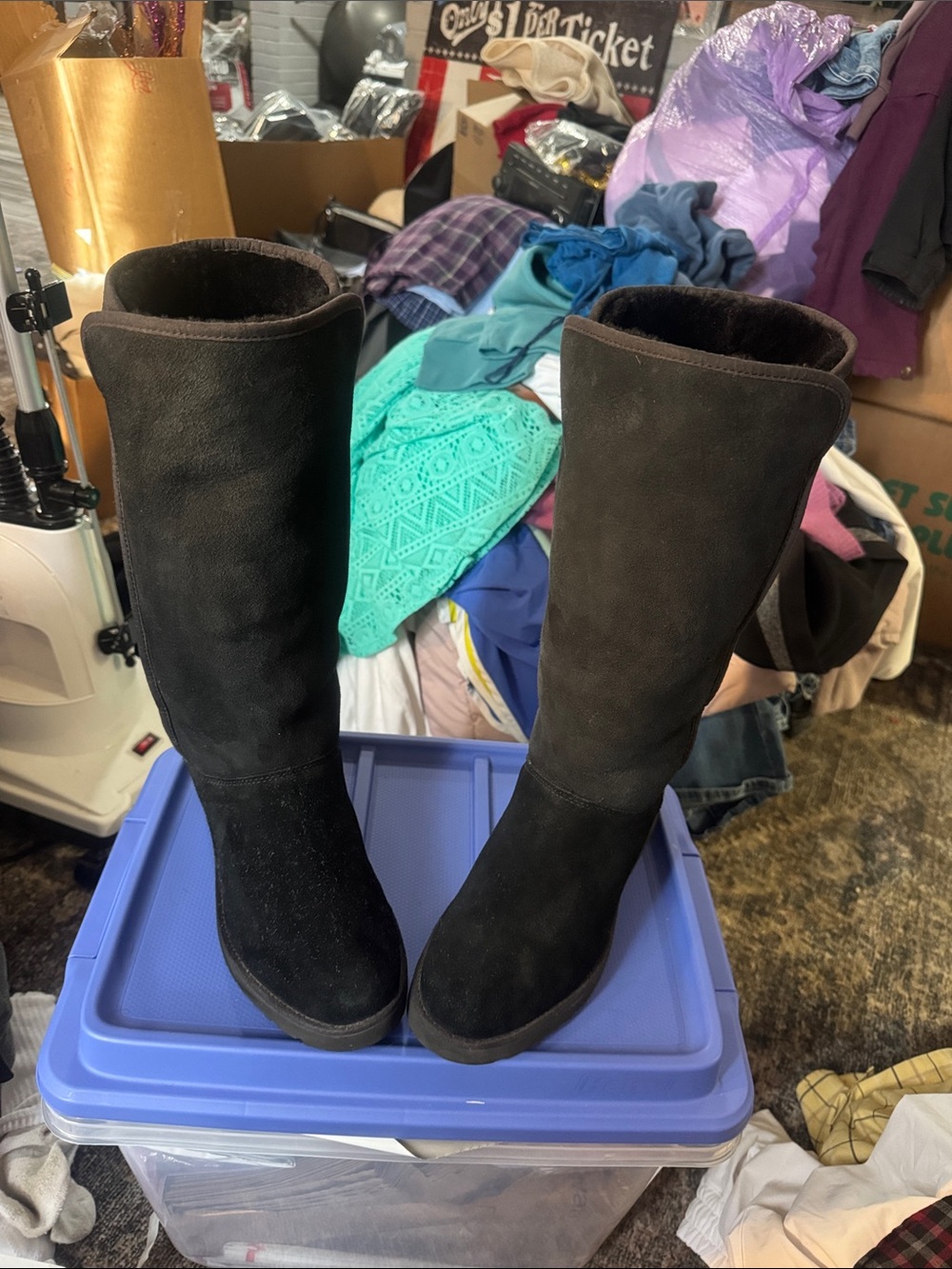 UGG Black Tall Suede Heeled Boots